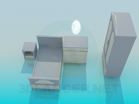 3d model The furniture in the children's bedroom - preview 3d model The furniture in the children's bedroom - preview