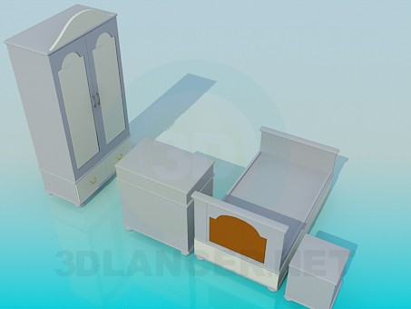 3d model The furniture in the children's bedroom - preview 3d model The furniture in the children's bedroom - preview
