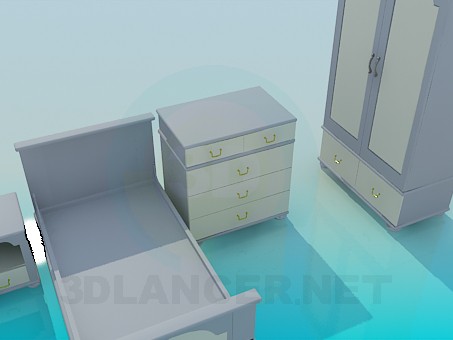 3d model The furniture in the children's bedroom - preview 3d model The furniture in the children's bedroom - preview
