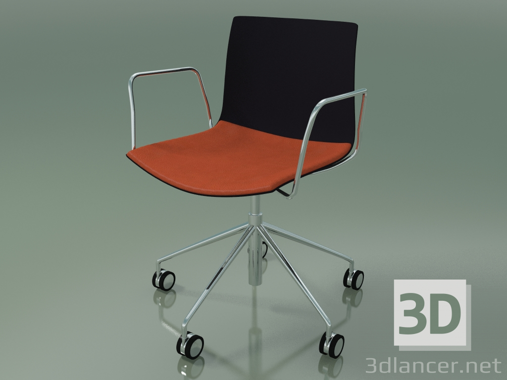 3d model Chair 0300 (5 wheels, with armrests, with a pillow on the seat, polypropylene PO00109) - preview