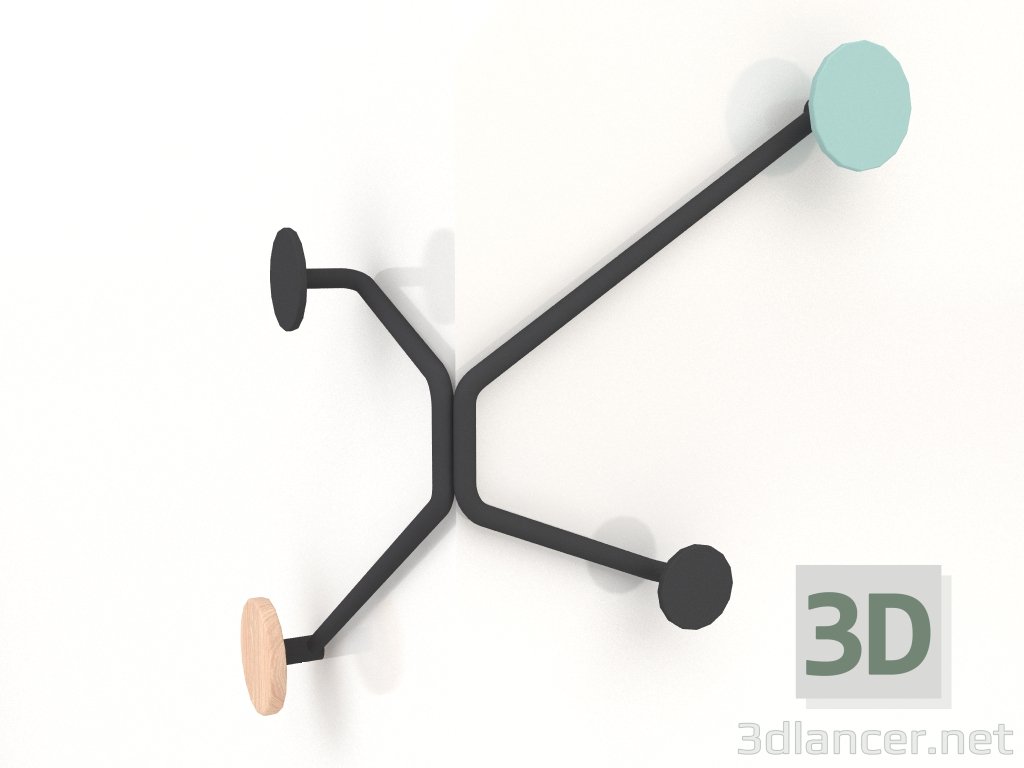 3D modeli Dış köşede duvar askısı Kanca (Açık yeşil) - önizleme