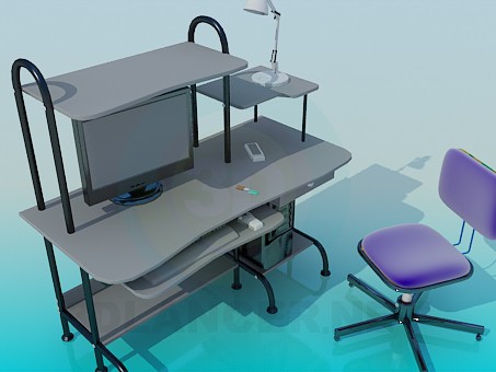 3d model Сomputer desk - preview 3d model Сomputer desk - preview
