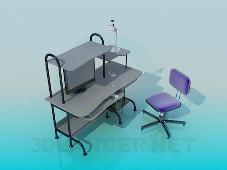 3d model Сomputer desk - preview 3d model Сomputer desk - preview