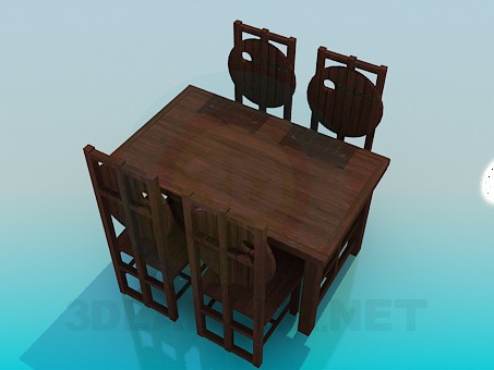 3d model Table and chairs for pub - preview 3d model Table and chairs for pub - preview