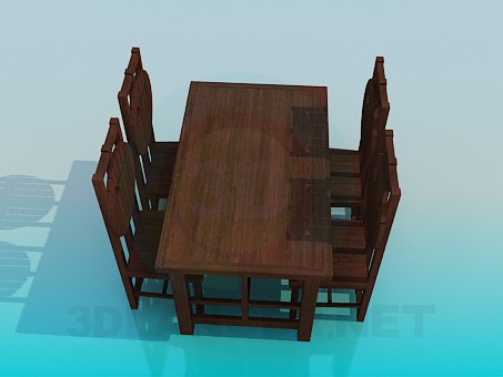 3d model Table and chairs for pub - preview 3d model Table and chairs for pub - preview