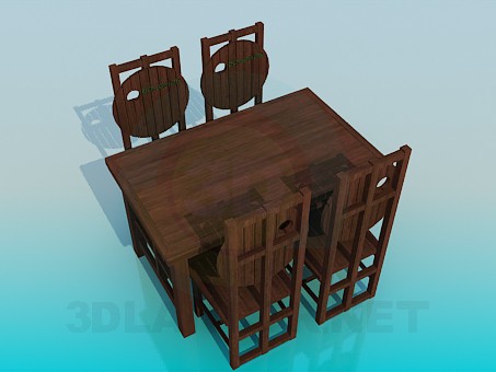 3d model Table and chairs for pub - preview 3d model Table and chairs for pub - preview