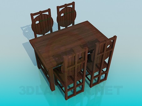 3d model Table and chairs for pub - preview 3d model Table and chairs for pub - preview