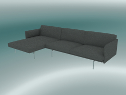Sofa with deck chair Outline, left (Remix 163, Polished Aluminum)