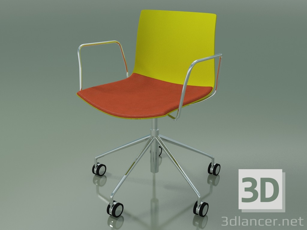 3D Modell Stuhl 0300 (5 Räder, mit Armlehnen, mit Kissen auf dem Sitz, Polypropylen PO00118) - Vorschau