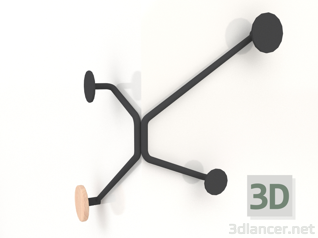 3D Modell Wandaufhänger an der Außenecke Haken (Schwarz) - Vorschau