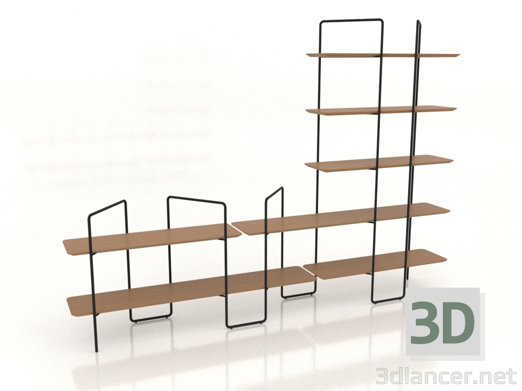 3d model Rack modular (composición 11 (04+10+U)) - vista previa