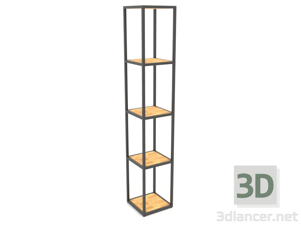 modèle 3D Grande étagère carrée (BOIS, 30x30x170, 5 étagères) - preview