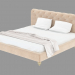 3d model cama doble con estilo de corte de cuero - vista previa