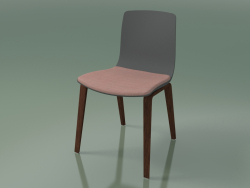 Sandalye 3979 (4 ahşap ayak, polipropilen, koltukta yastık, ceviz)