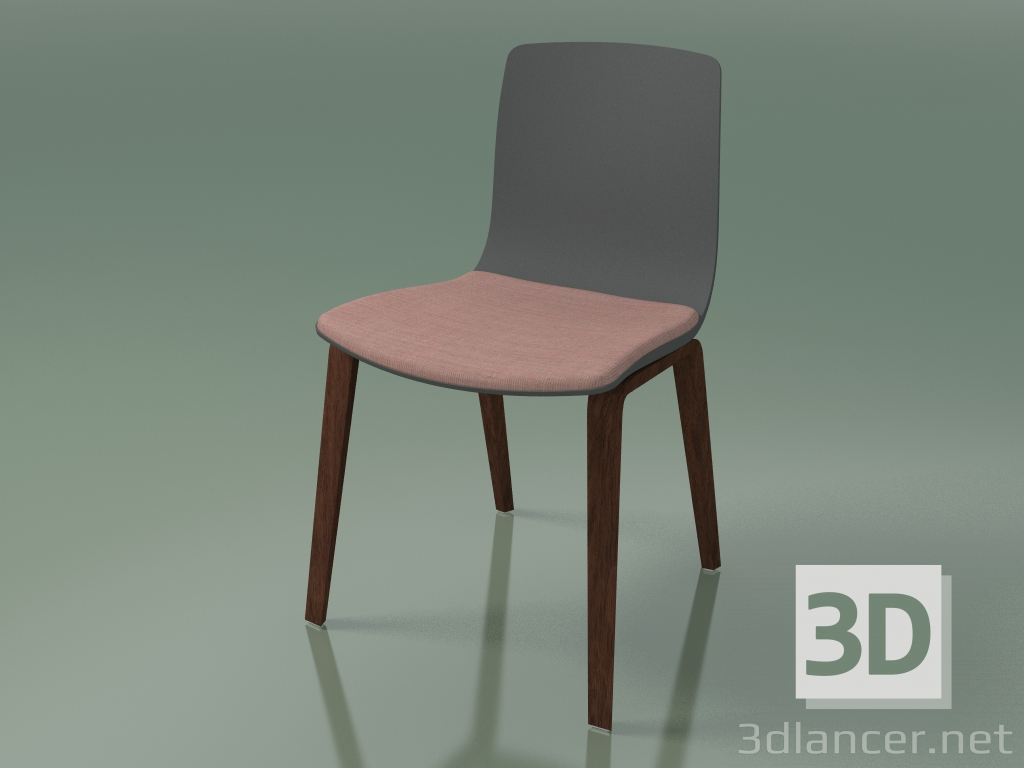 3d model Chair 3979 (4 wooden legs, polypropylene, with a pillow on the seat, walnut) - preview