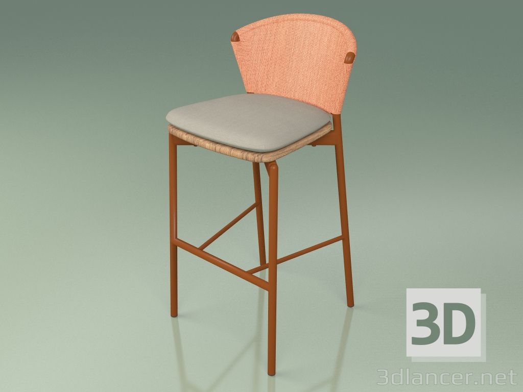 modèle 3D Tabouret de bar 050 (Orange, Métal Rouille, Teck) - preview