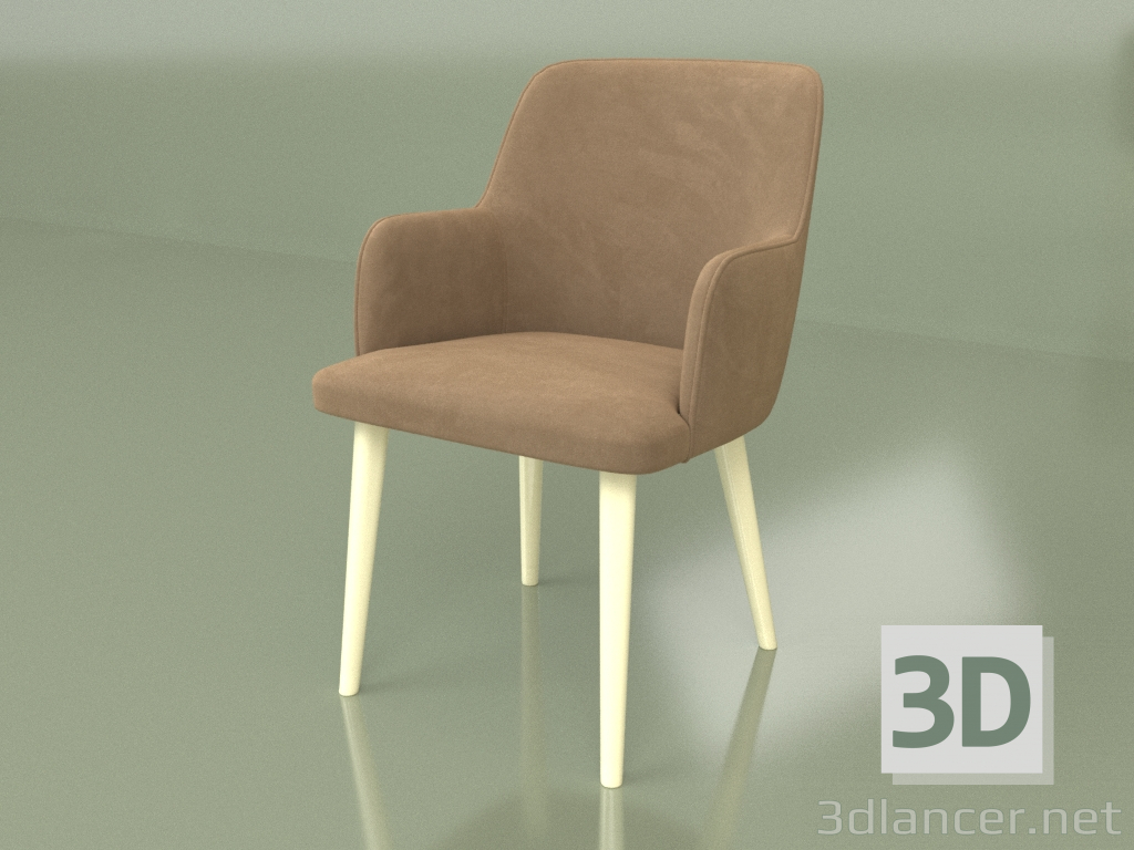 modello 3D Sedia Santino XL (gambe avorio) - anteprima