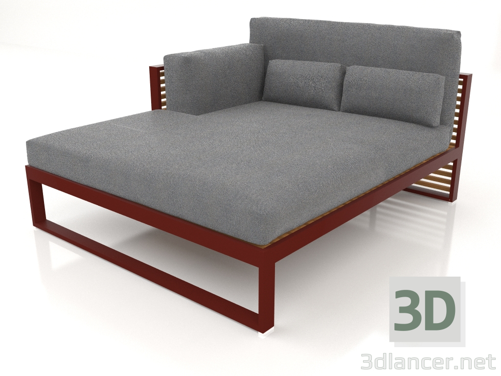 3D modeli XL modüler kanepe, sol bölüm 2, yüksek arkalık, suni ahşap (Şarap kırmızısı) - önizleme
