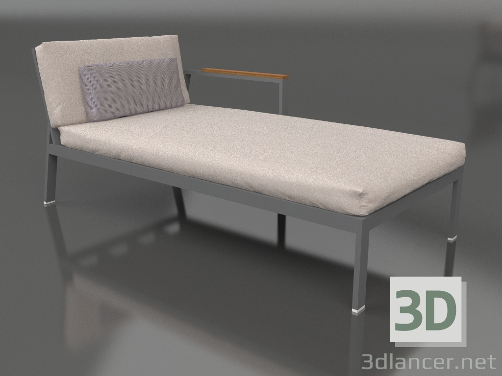 3d model Módulo sofá sección 2 derecha (Antracita) - vista previa