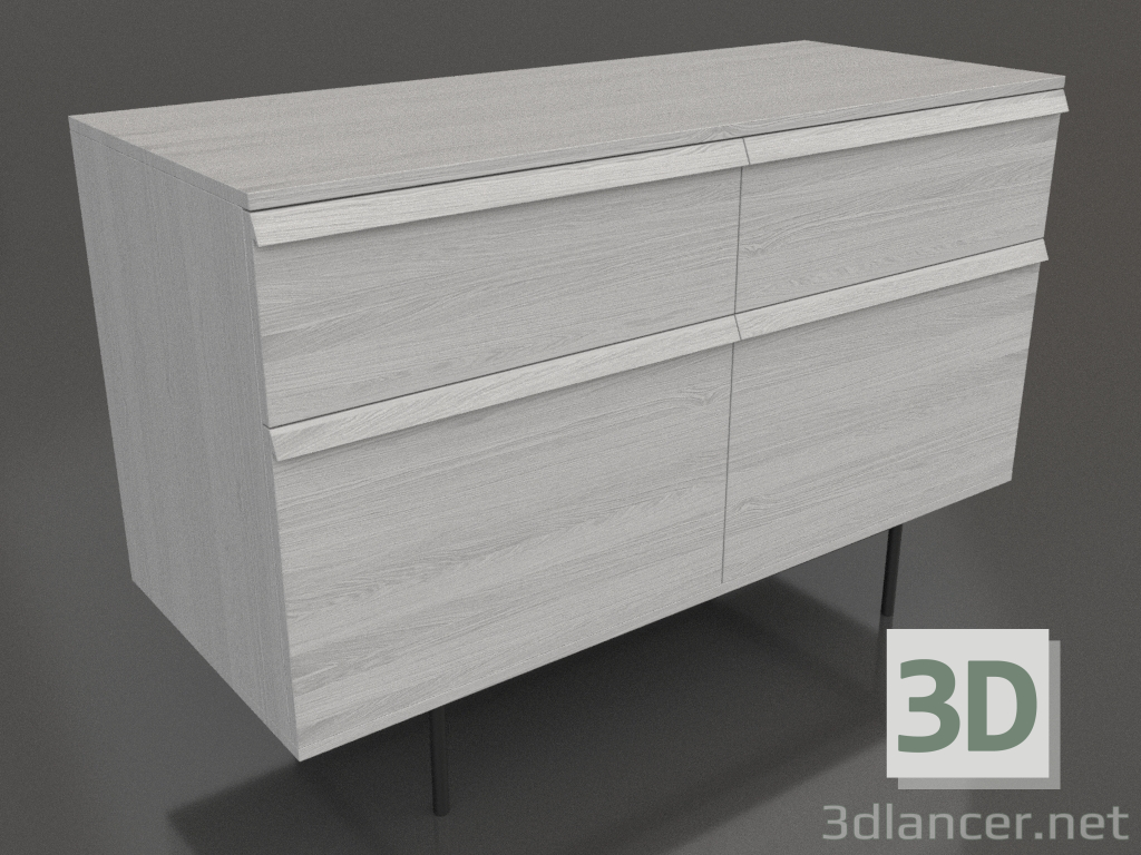 modello 3D Cassettiera 1 METAL 1200x500x800 (bianco RAL 9010) - anteprima