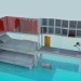 3d model Cama de cucheta, armario y mesa de juego - vista previa