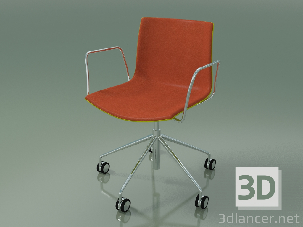 Modelo 3d Cadeira 0466 (5 rodas, com braços, com acabamento frontal, em polipropileno PO00118) - preview