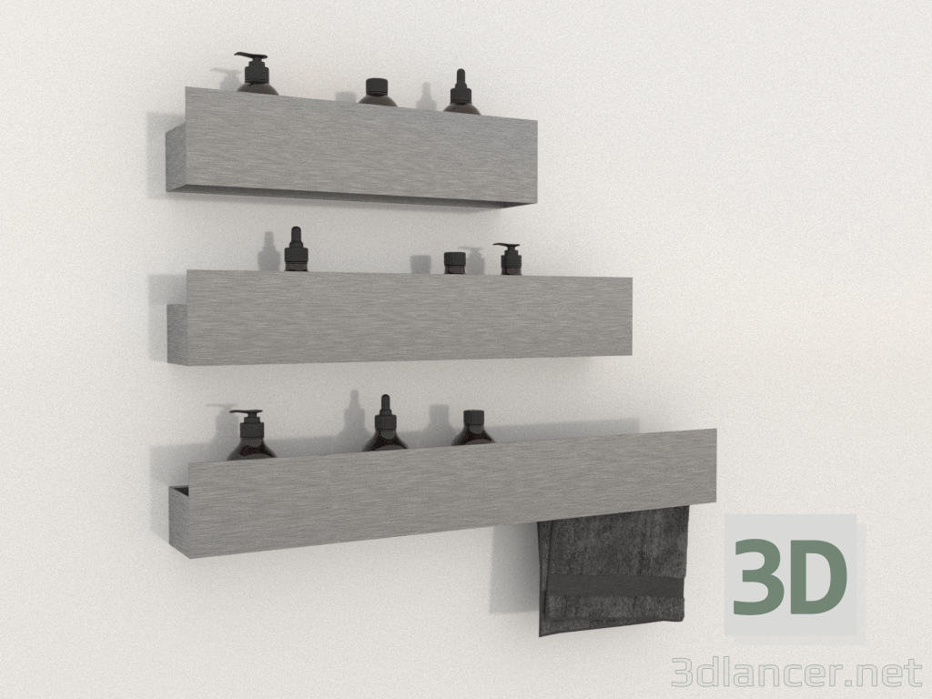 3D Modell Badezimmerregale (grau) BOCA LINE - Vorschau