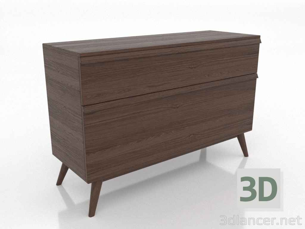 modèle 3D Commode 4 tiroirs 1200 mm (noyer foncé) - preview modèle 3D Commode 4 tiroirs 1200 mm (noyer foncé) - preview