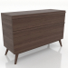 modèle 3D Commode 4 tiroirs 1200 mm (noyer foncé) - preview