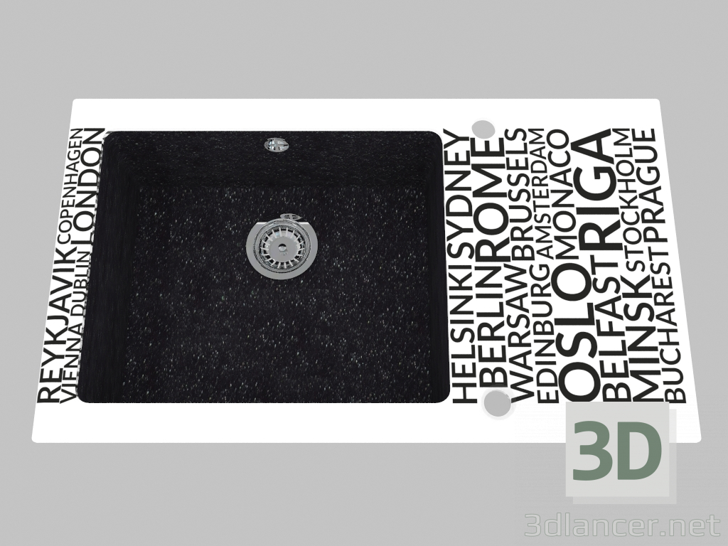 3D modeli Cam granit lavabo, kurutma için kanatlı 1 oda - Edge Diamond Capella (ZSC GA2C) - önizleme