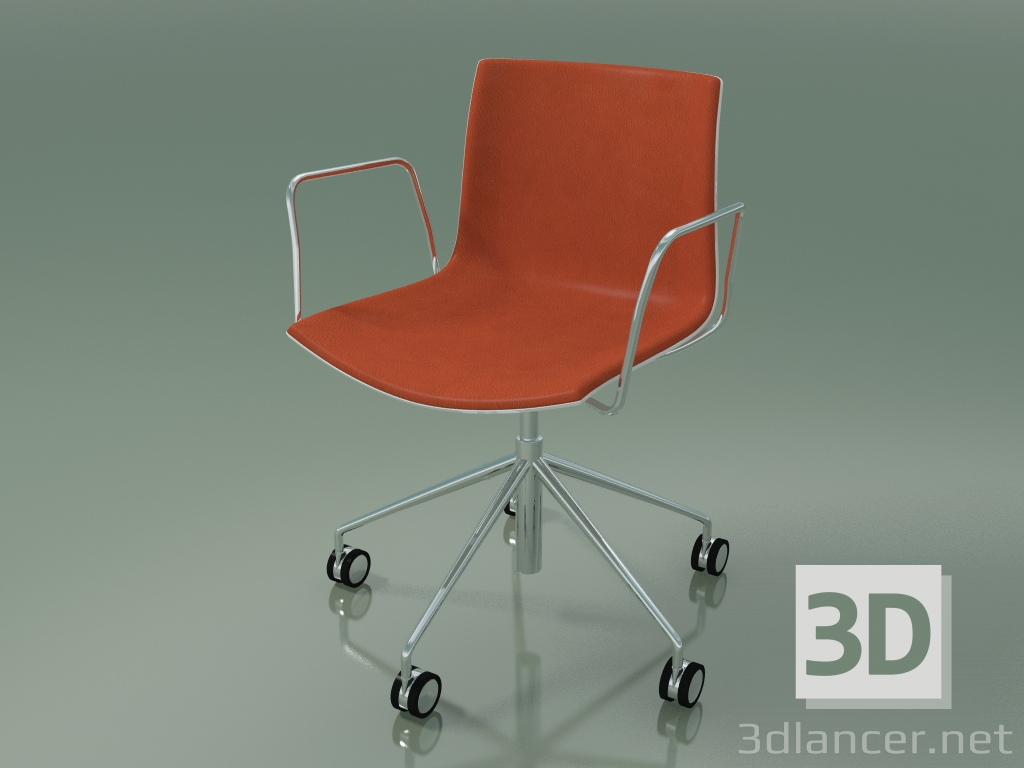 3D modeli Sandalye 0466 (5 tekerlekli, kolçaklı, ön kaplamalı, polipropilen PO00101) - önizleme
