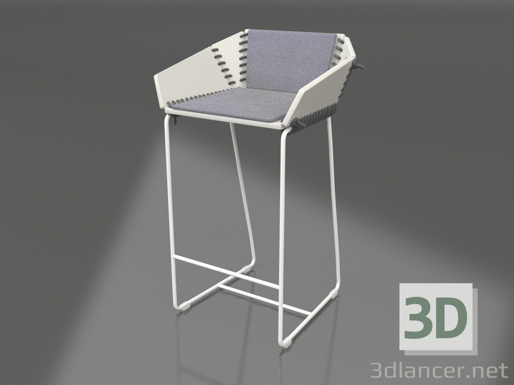 3d model Semi-bar chair with back (White) - preview