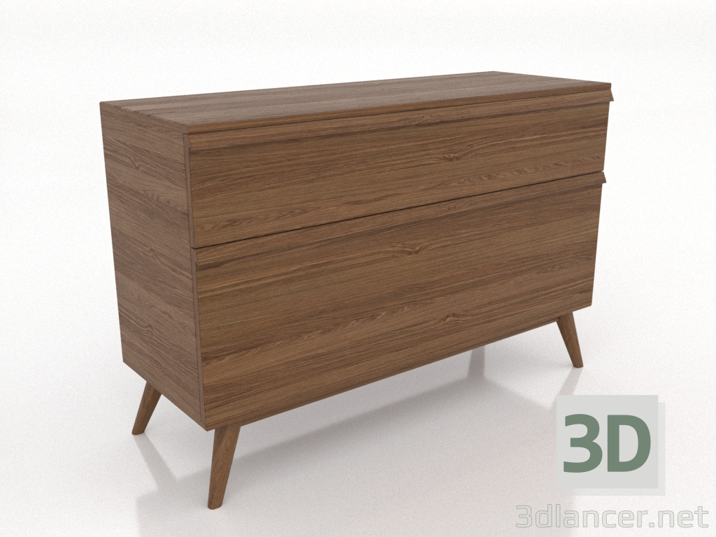 modèle 3D Commode 4 tiroirs 1200 mm (noyer clair) - preview modèle 3D Commode 4 tiroirs 1200 mm (noyer clair) - preview