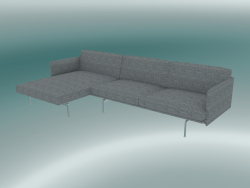 Sofa with deck chair Outline, left (Vancouver 14, Polished Aluminum)