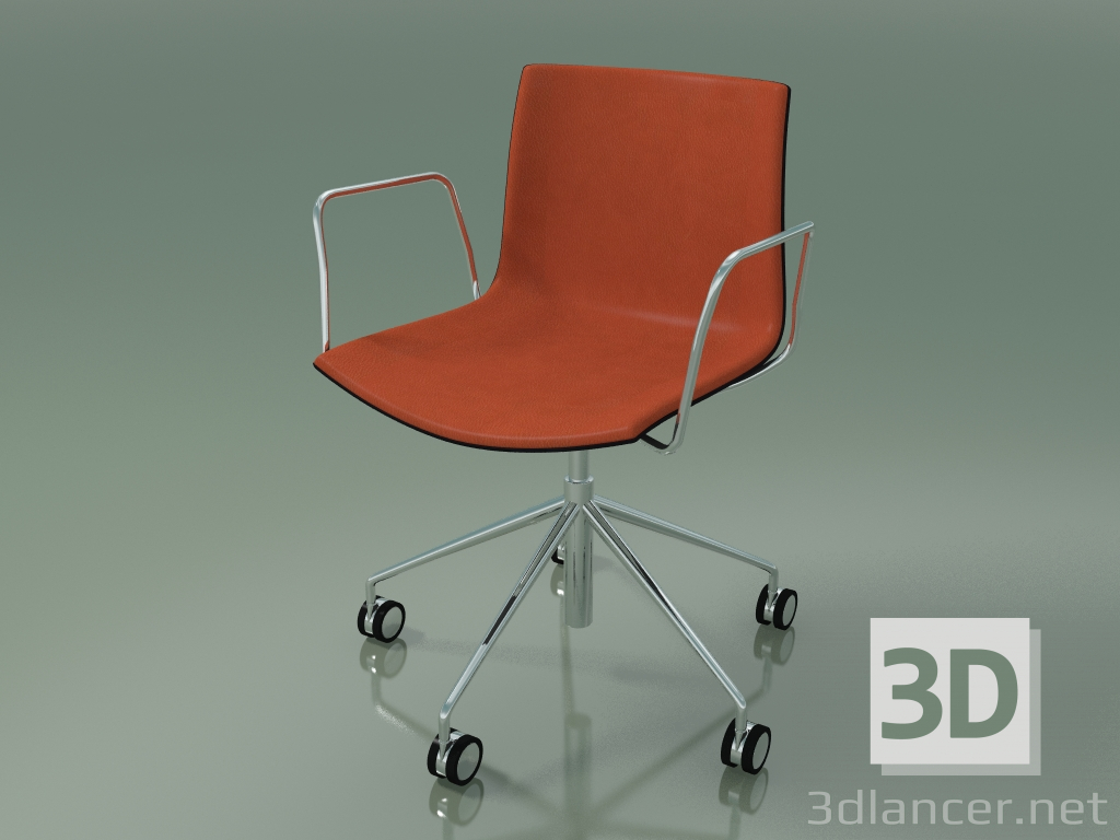 modèle 3D Chaise 0466 (5 roulettes, avec accoudoirs, avec garniture avant, polypropylène PO00109) - preview