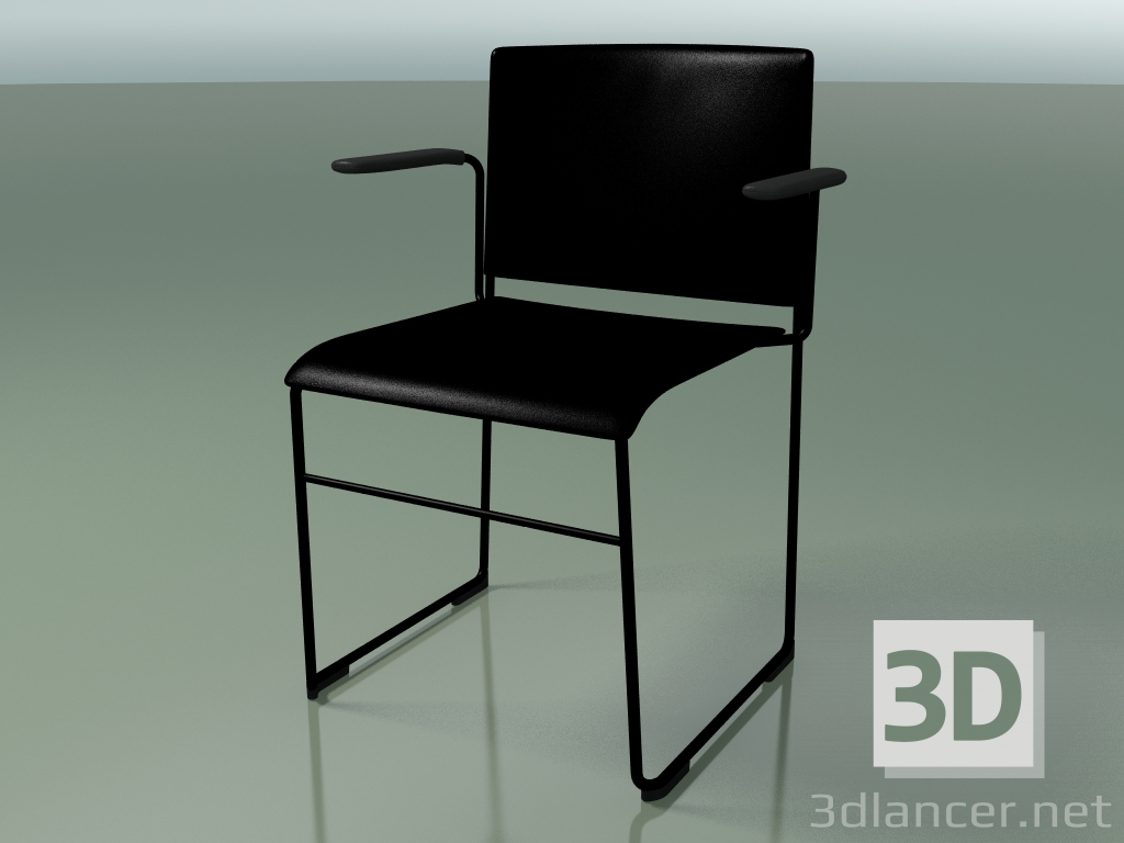3D Modell Stapelbarer Stuhl mit Armlehnen 6603 (Polypropylen Schwarz, V25) - Vorschau