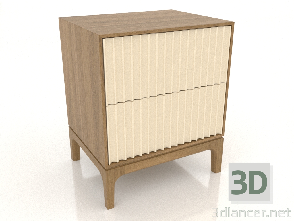modèle 3D Table de chevet FARGO 2 tiroirs avec façades fraisées (vanille, chêne naturel, option 2) - preview modèle 3D Table de chevet FARGO 2 tiroirs avec façades fraisées (vanille, chêne naturel, option 2) - preview