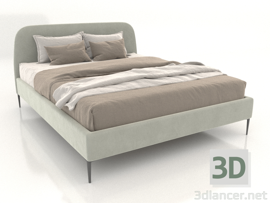 3d модель Ліжко двоспальне з м'яким узголів'ям Camilla – превью