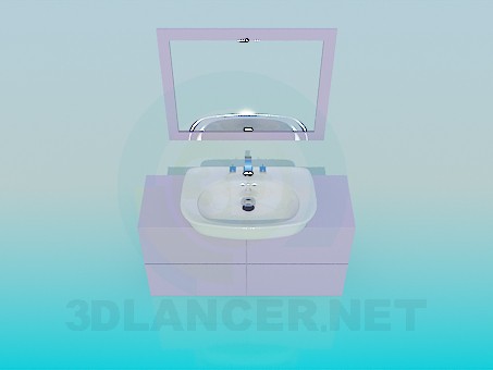 modèle 3D Évier avec mirroir - preview