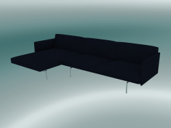 Sofa mit Liegestuhl Outline links (Vidar 554, Aluminium poliert)