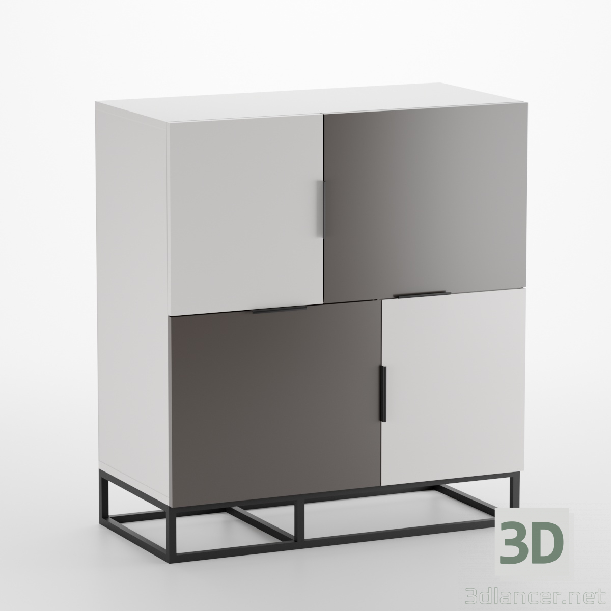 Kommode-Loft-Pure-4-türig 3D-Modell kaufen - Rendern