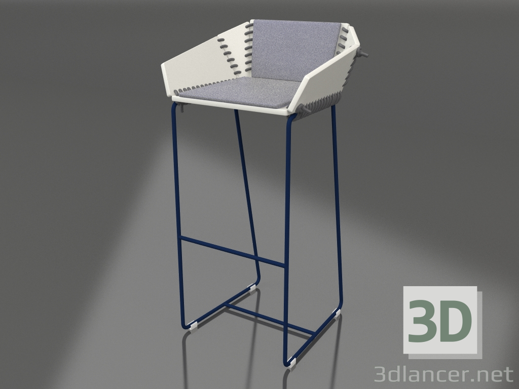 3D Modell Hochstuhl mit Rückenlehne (Nachtblau) - Vorschau