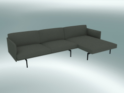 Sofa mit Chaiselongue Outline rechts (Fiord 961, Schwarz)