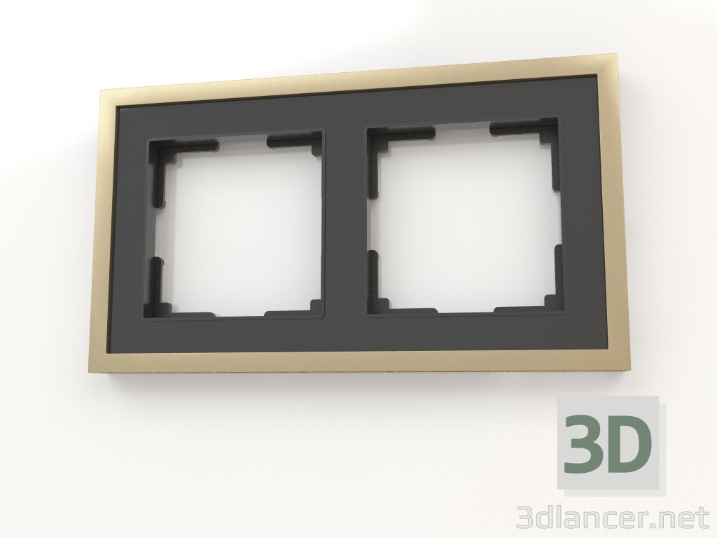 3D Modell Rahmen für 2 Pfosten Baguette (schwarz-messing) - Vorschau
