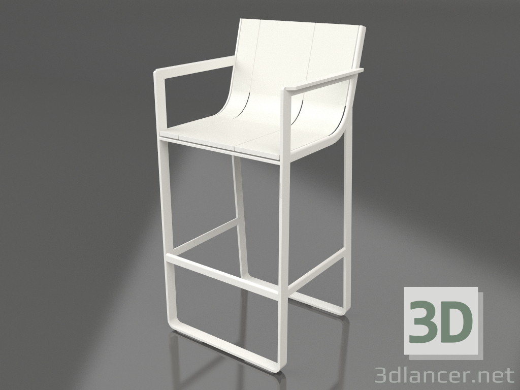 3D modeli Yüksek sırtlı ve kolçaklı tabure (Akik gri) - önizleme