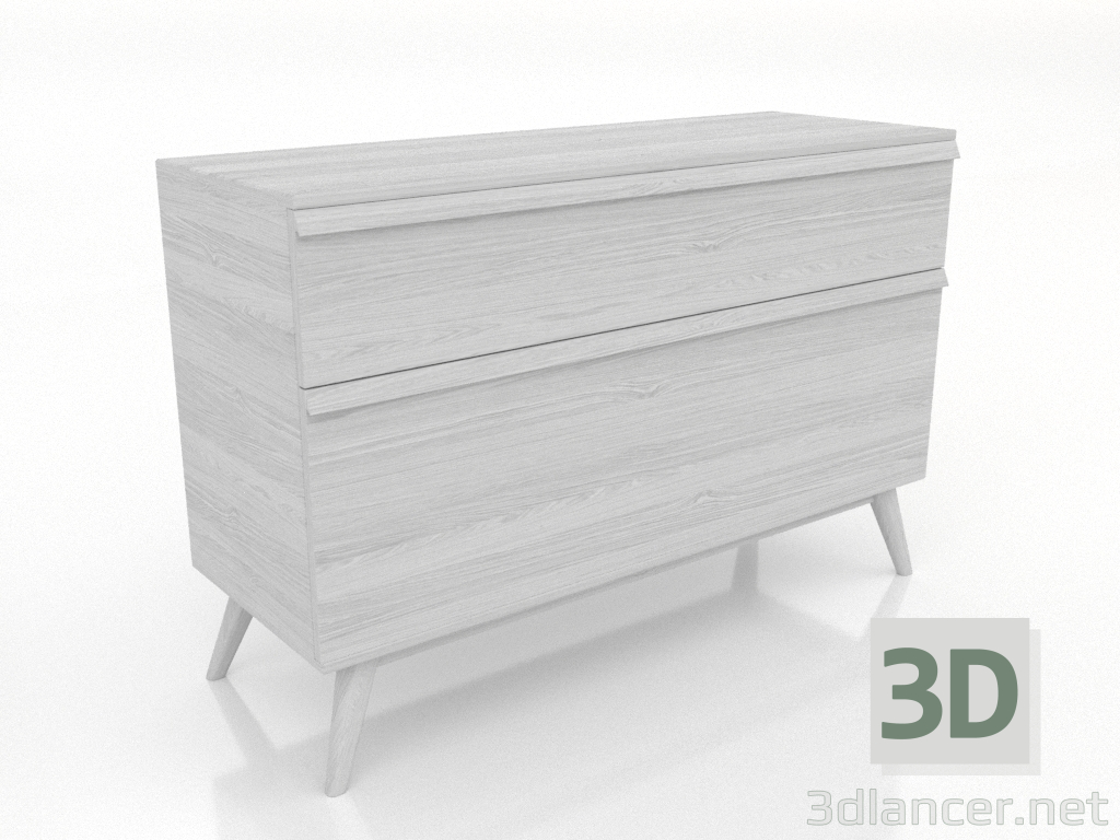 modello 3D Cassettiera 4 cassetti 1200 mm (bianco RAL 9010) - anteprima modello 3D Cassettiera 4 cassetti 1200 mm (bianco RAL 9010) - anteprima