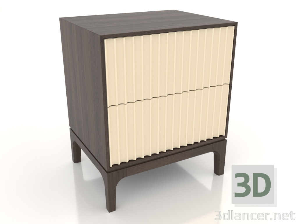 3D Modell Nachttisch FARGO 2 Schubladen mit gefrästen Fronten (Vanille, dunkle Eiche, Option 2) - Vorschau