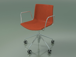 Cadeira 0334 (5 rodas, com braços, com acabamento frontal, em carvalho branqueado)