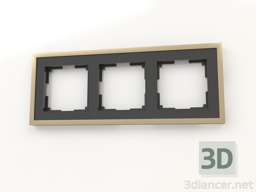 3D Modell Rahmen für 3 Pfosten Baguette (schwarz-messing) - Vorschau