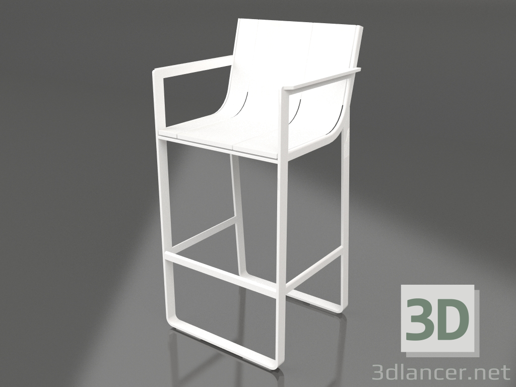 3D Modell Hocker mit hoher Rückenlehne und Armlehnen (Weiß) - Vorschau